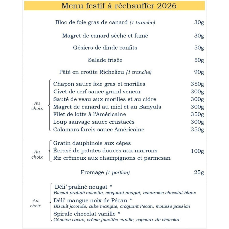 Menu Noel et Nouvel an 23,90 €